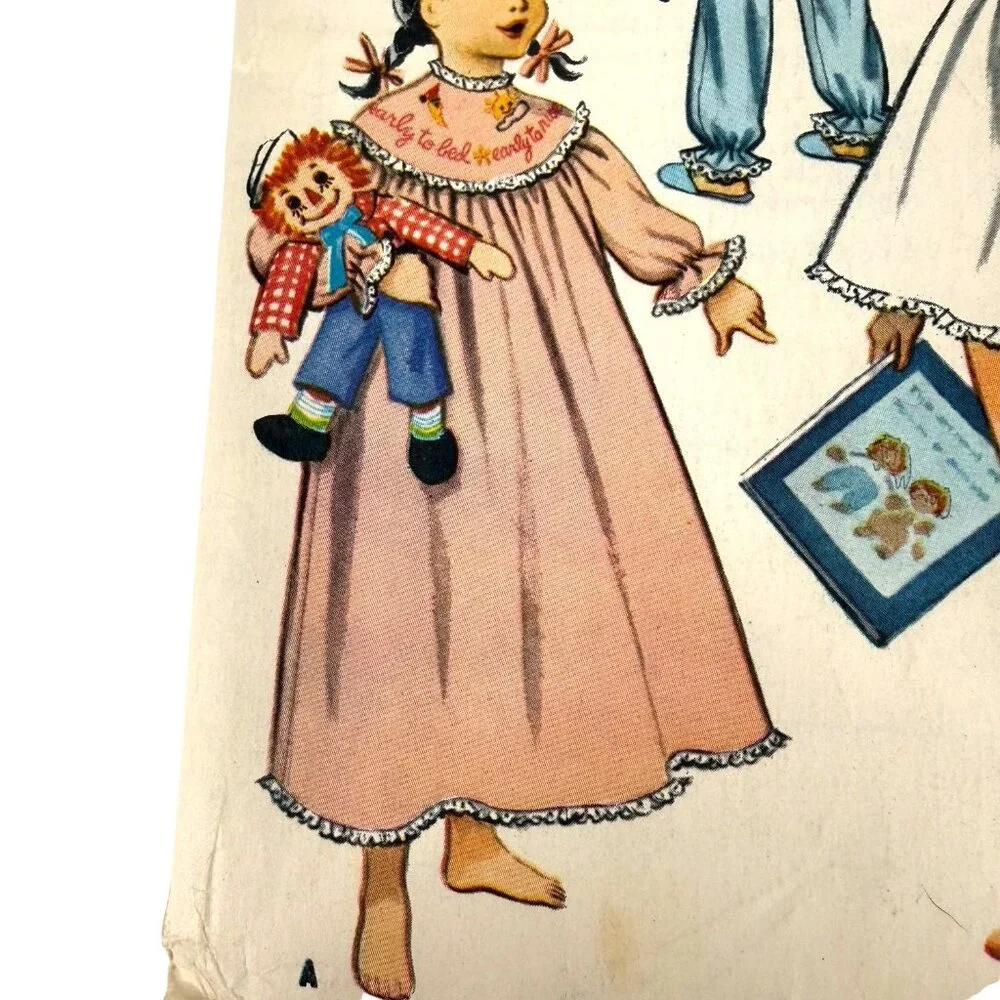 VTG McCalls 2189 Sewing Pattern Girls 1957 Nightgown Pajamas Shortie Size 12 OOP